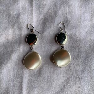 Silver and Pearl Pierced Dangle Earrings